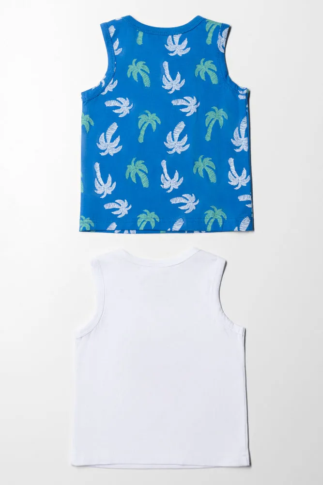 2 Pack Sleeveless T-Shirts Blue And White