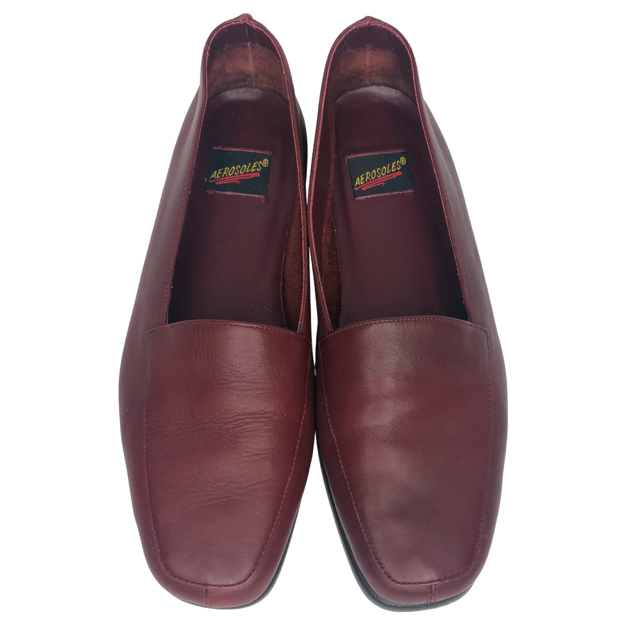 Aerosoles Red Wine Square Deal Soft Leather Loafers - Size 7.5 - Women