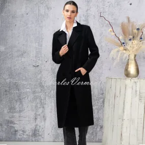 Alison Sheri Longline Double Breasted Coat - Style A44003 (Black)