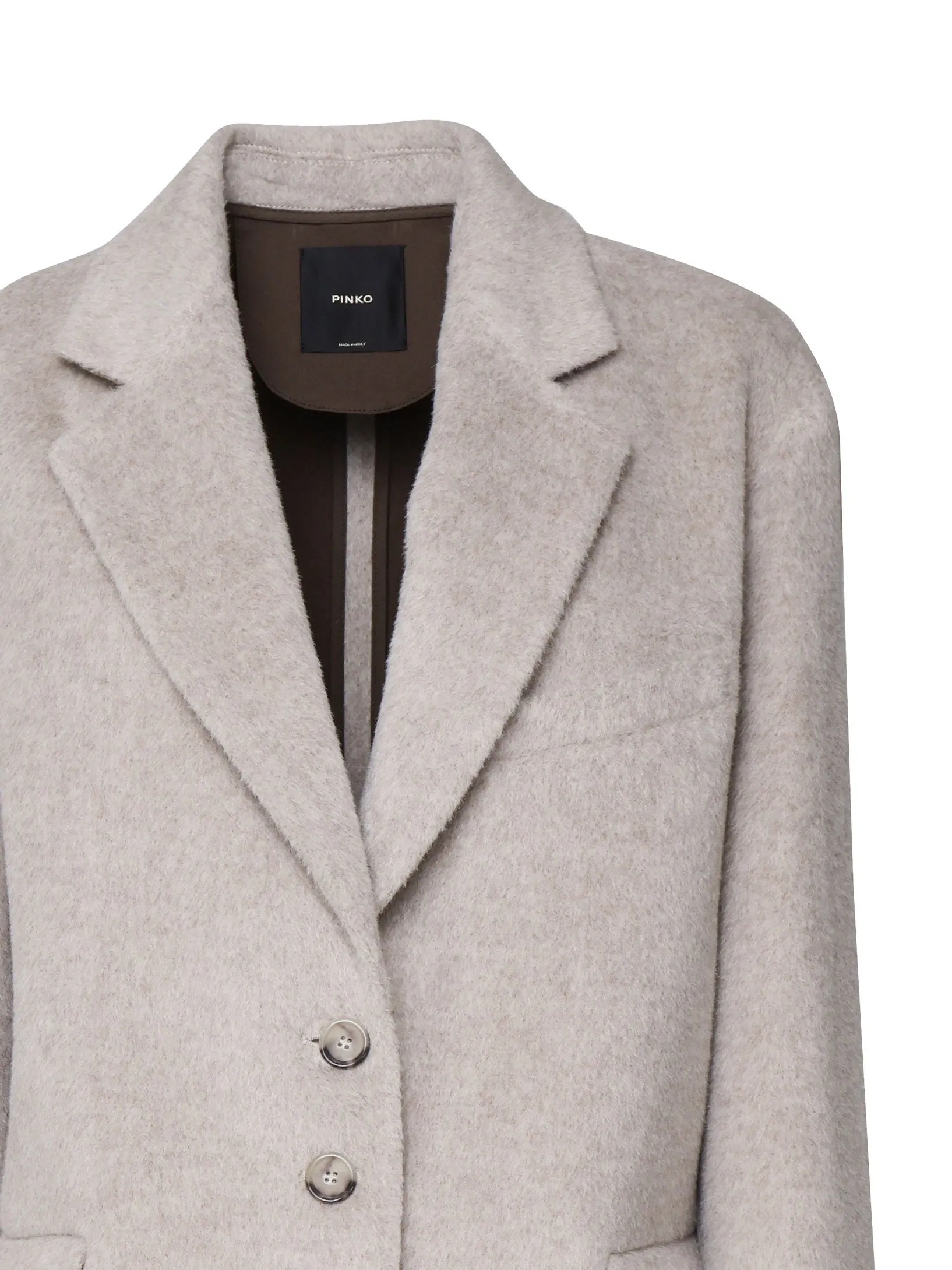 Beige Wool Single-Breasted Blazer