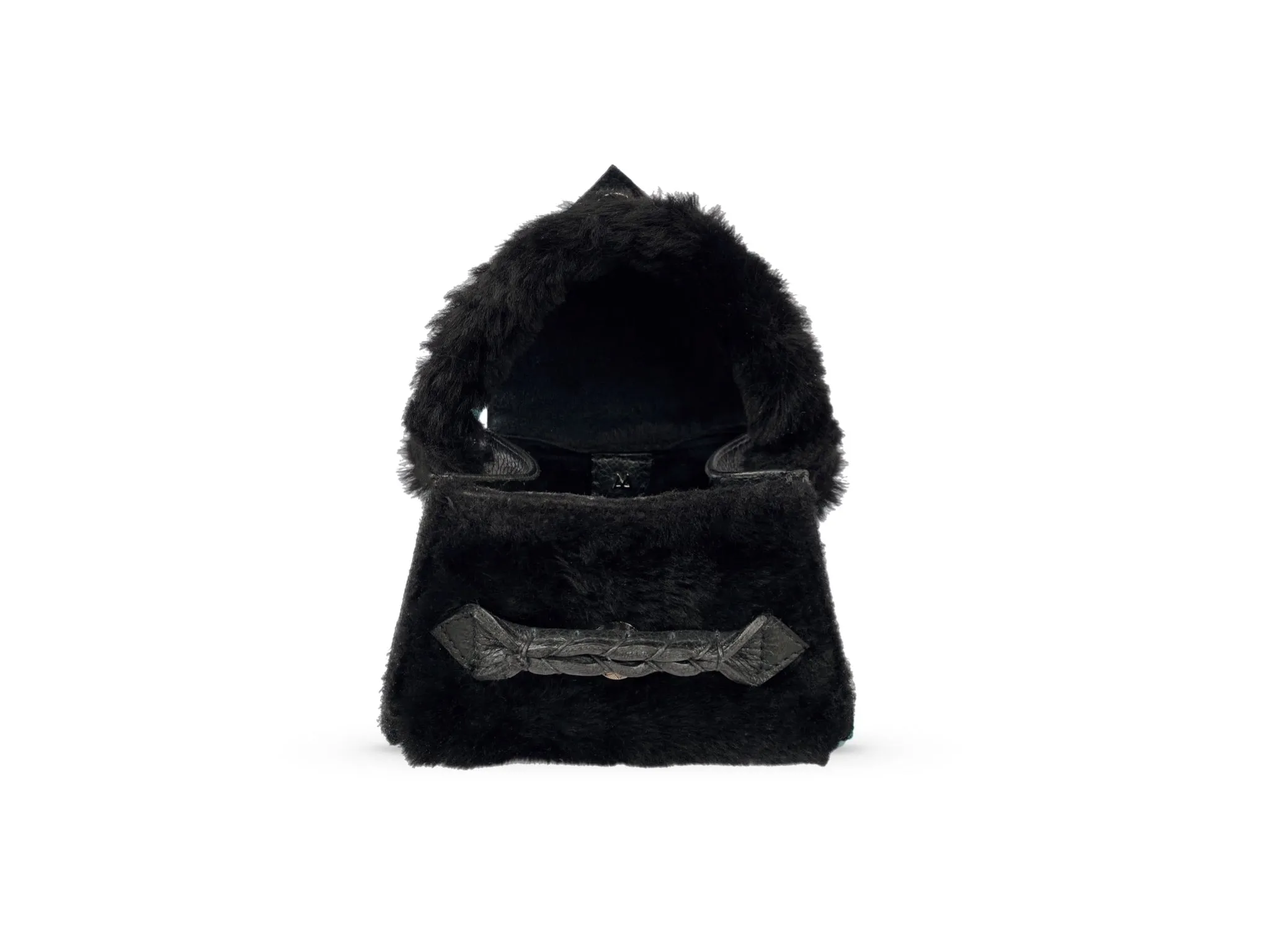 BLACK FUR MIX MICRO ESE TOP HANDLE