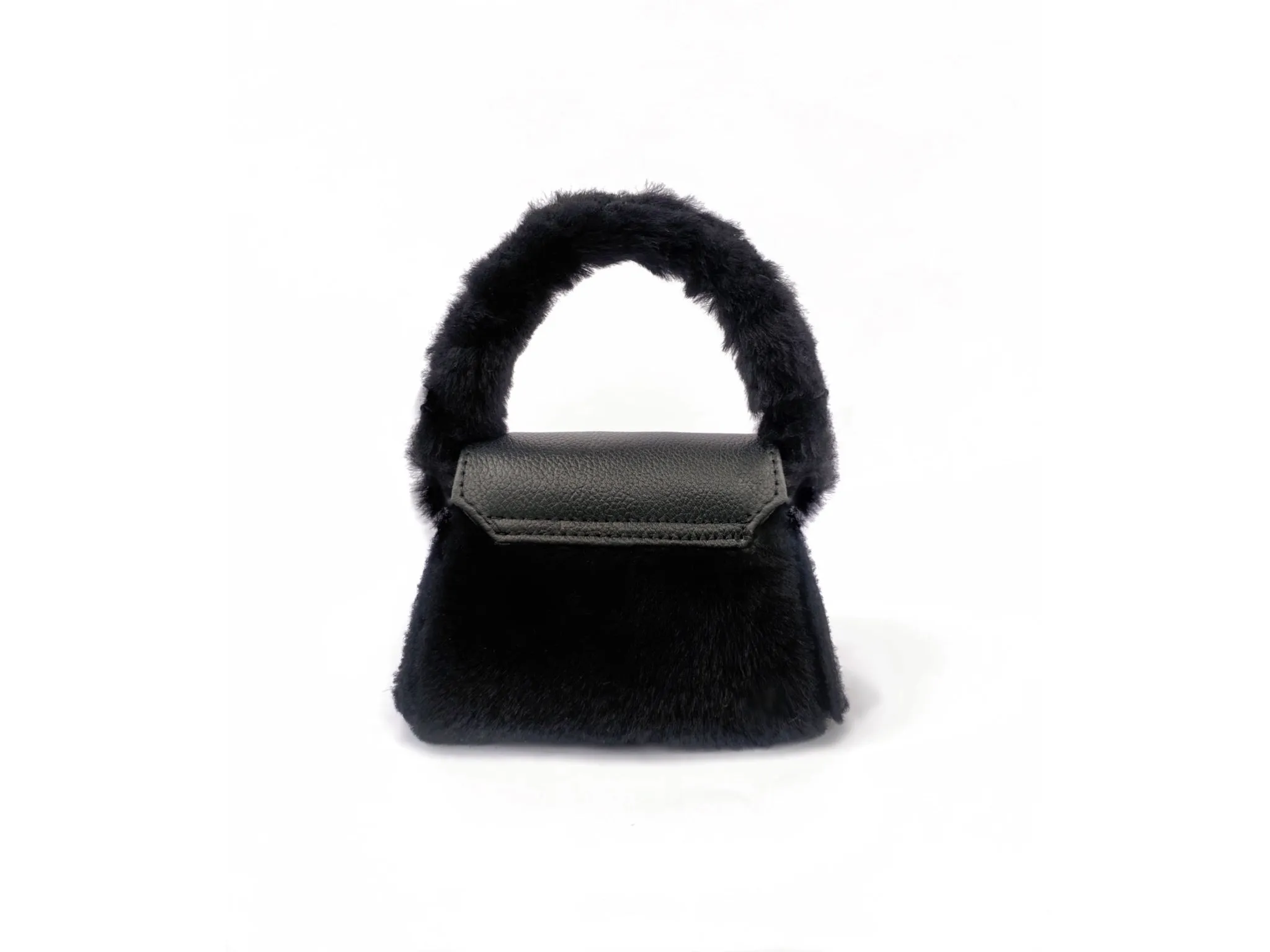 BLACK FUR MIX MICRO ESE TOP HANDLE