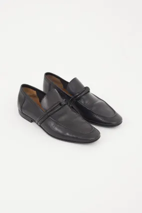 Black Leather Knot Loafer