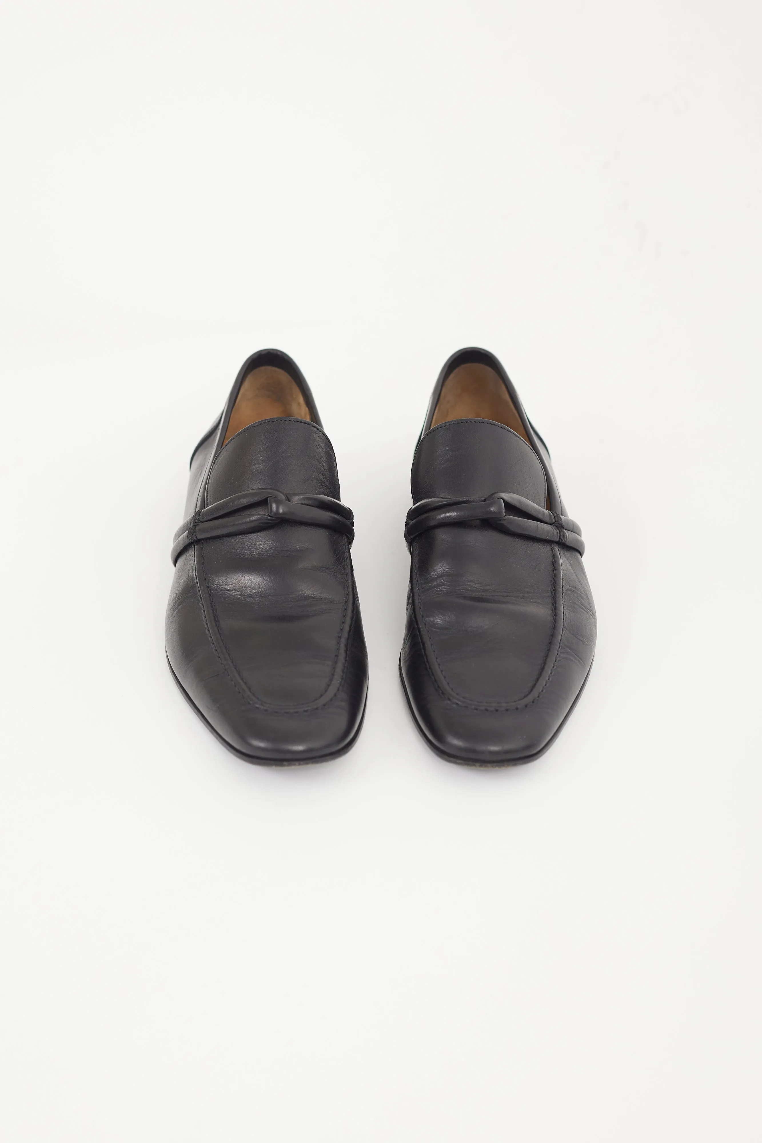 Black Leather Knot Loafer