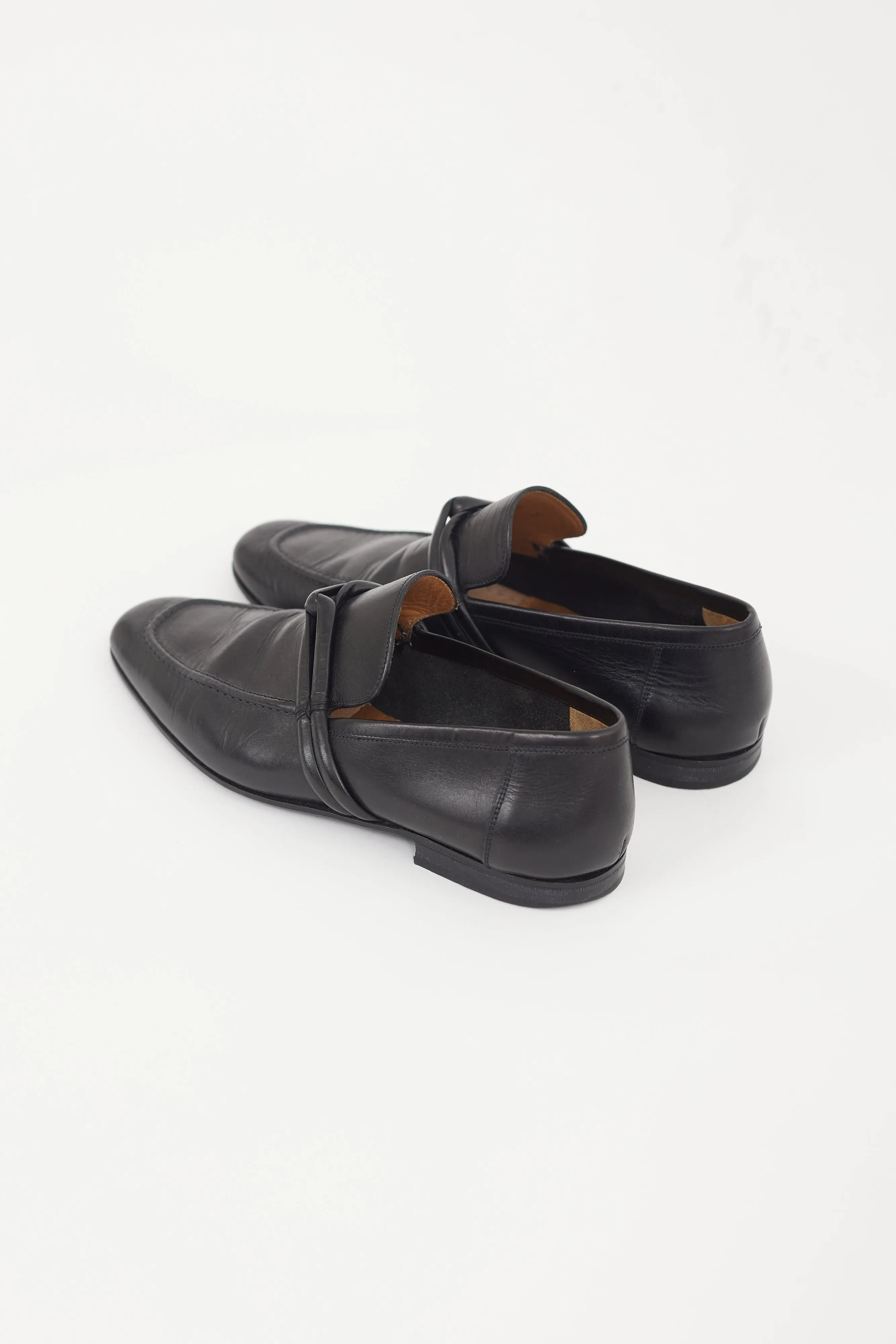 Black Leather Knot Loafer