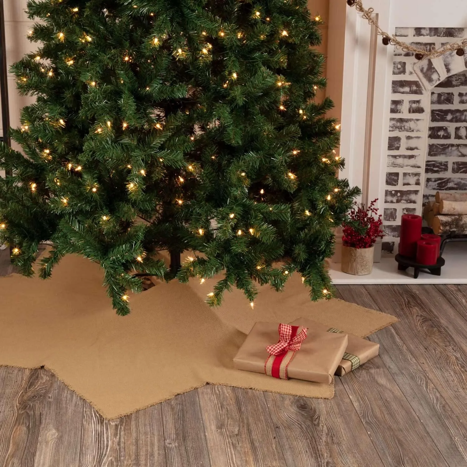 Burlap Natural Christmas Tree Skirt 48 VHC Brands