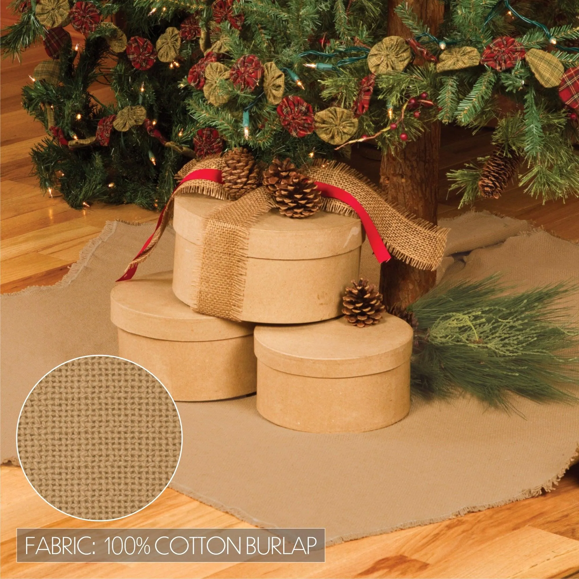 Burlap Natural Christmas Tree Skirt 48 VHC Brands