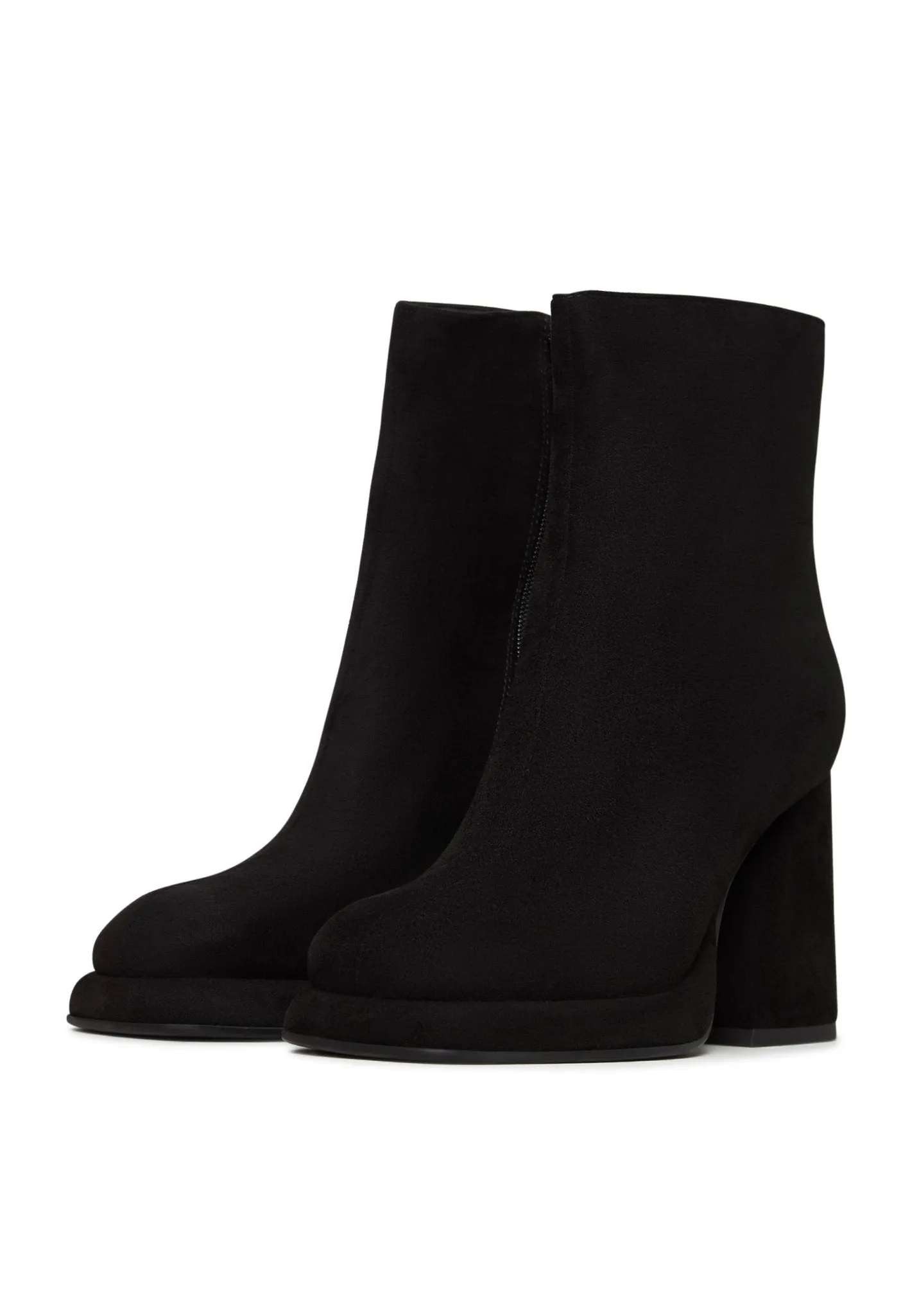 Casual Block Heel Ankle Boots - Black