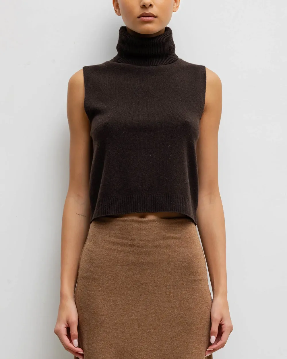 Chocolate Zoe Sleeveless Turtleneck