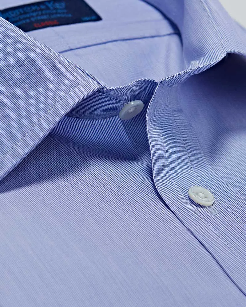 Classic Fit Blue Hairline Stripe Cotton Poplin Shirt with Classic Collar & Two Button Cuff