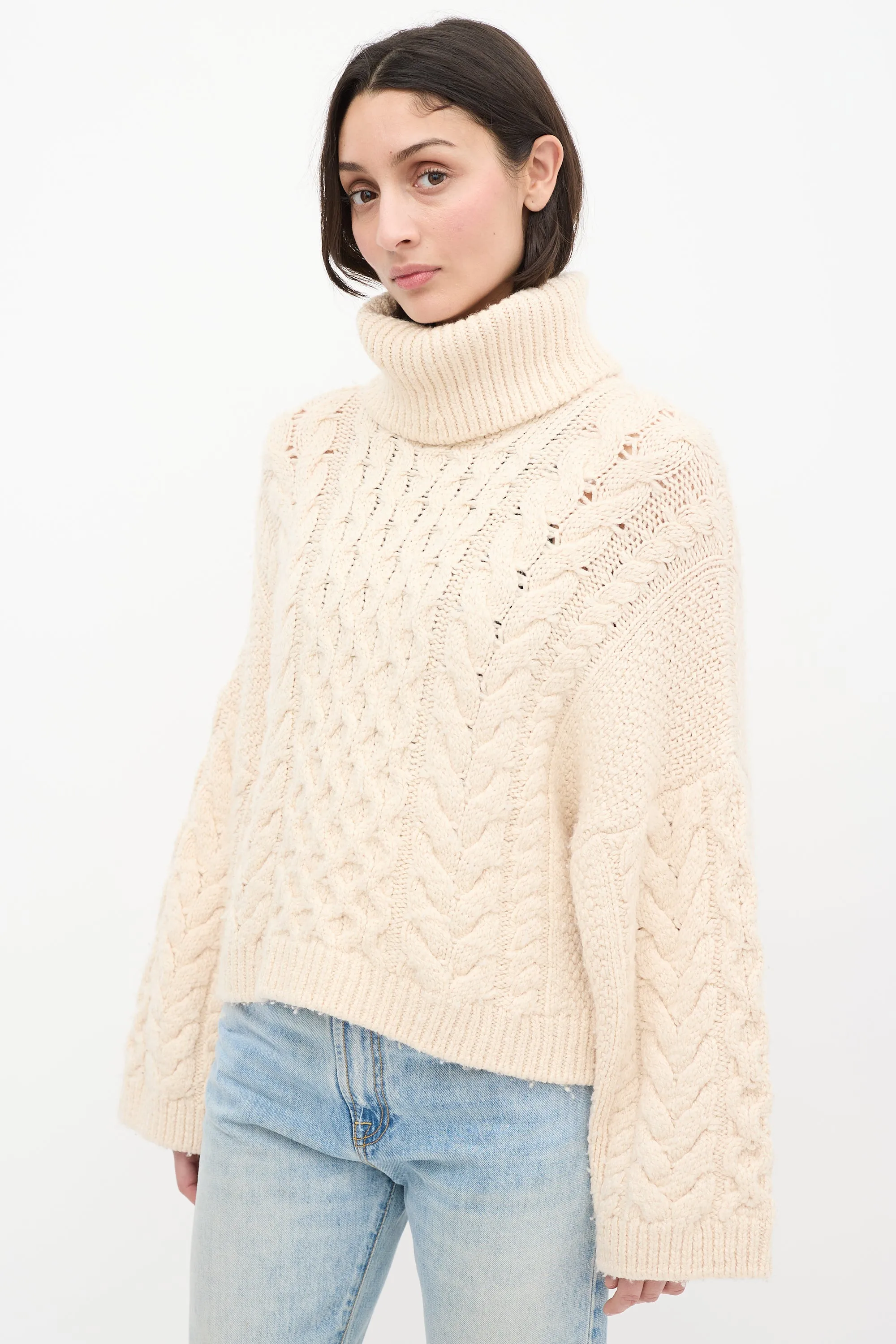 Cream Wool Cable Knit Ingrid Sweater