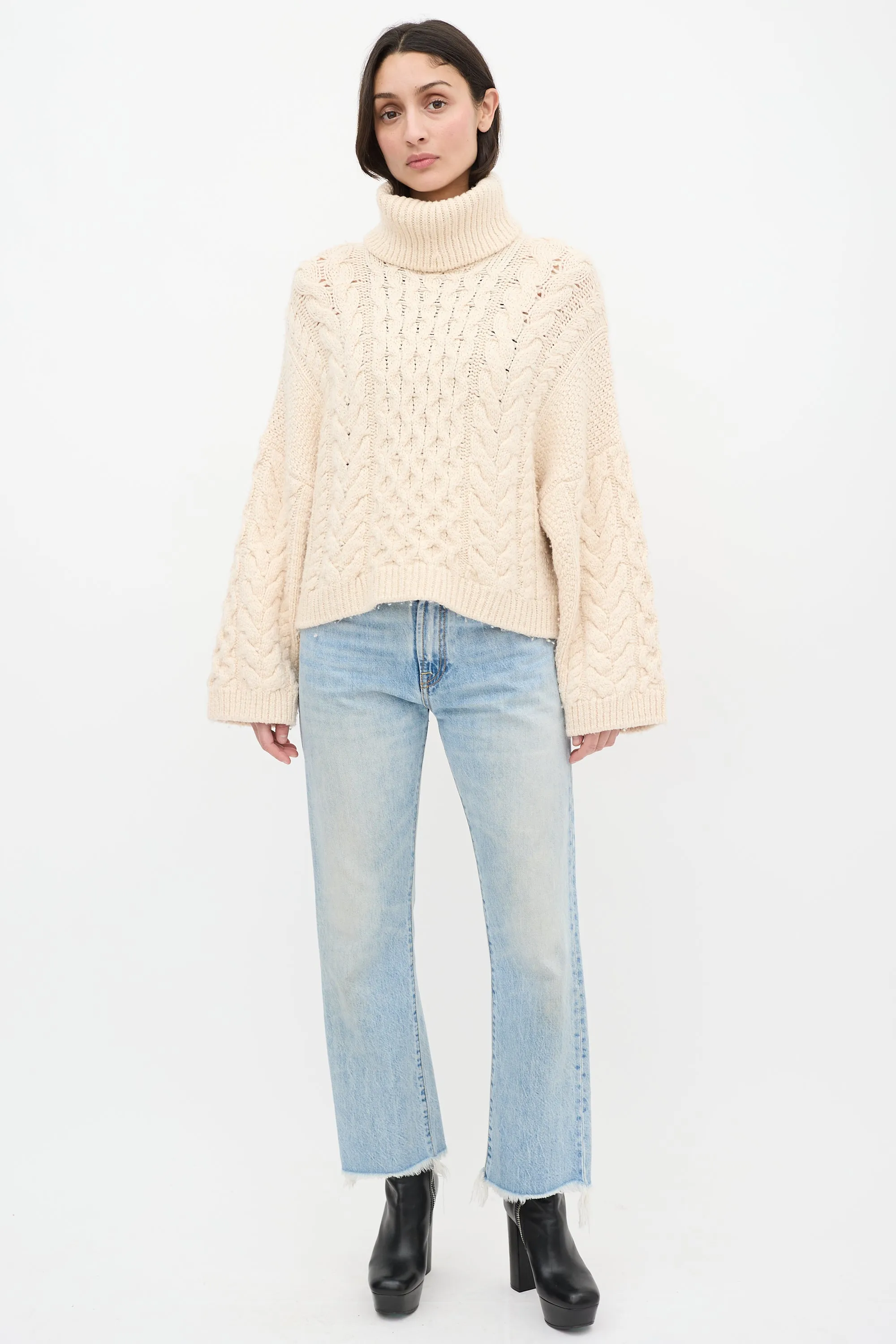 Cream Wool Cable Knit Ingrid Sweater