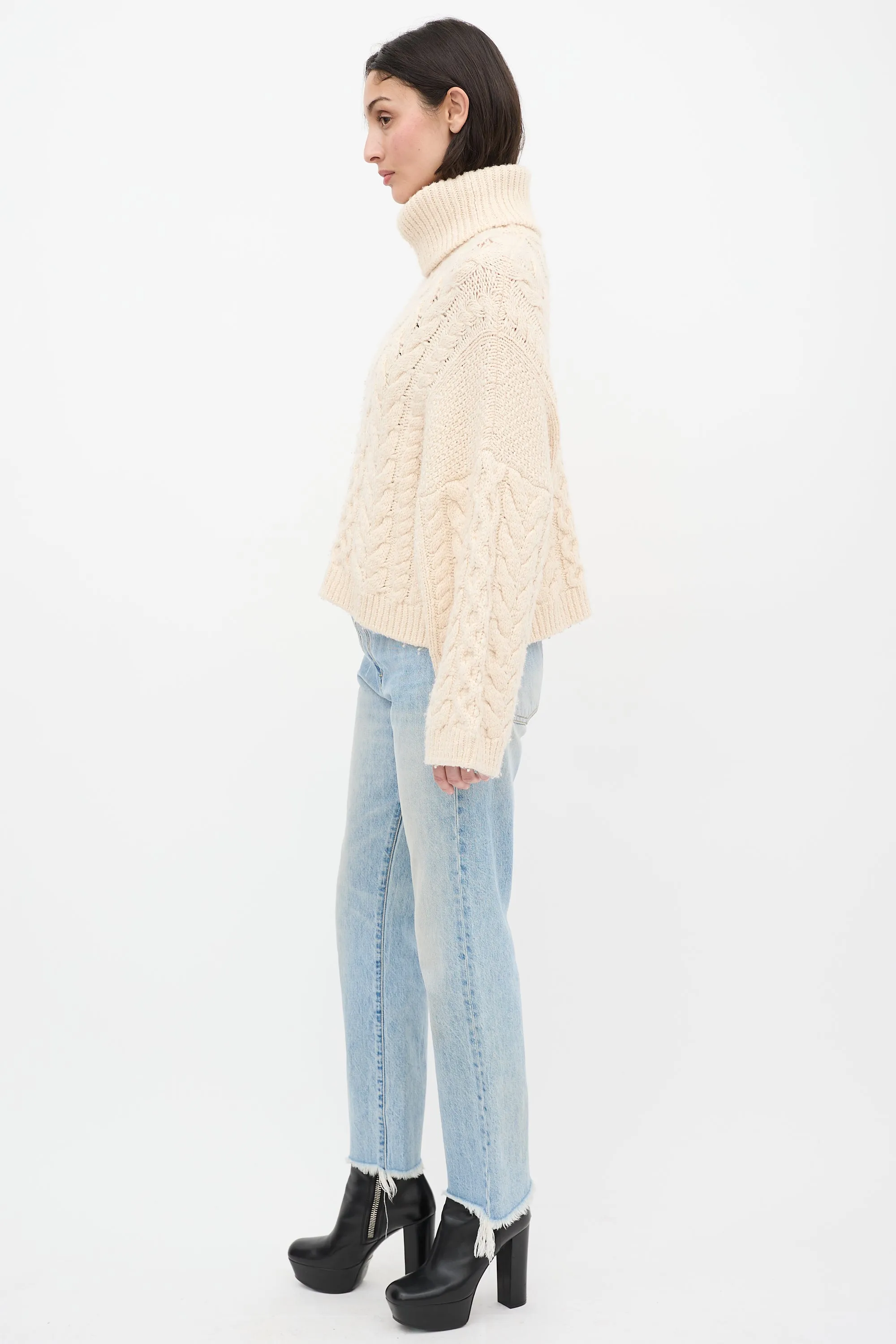 Cream Wool Cable Knit Ingrid Sweater