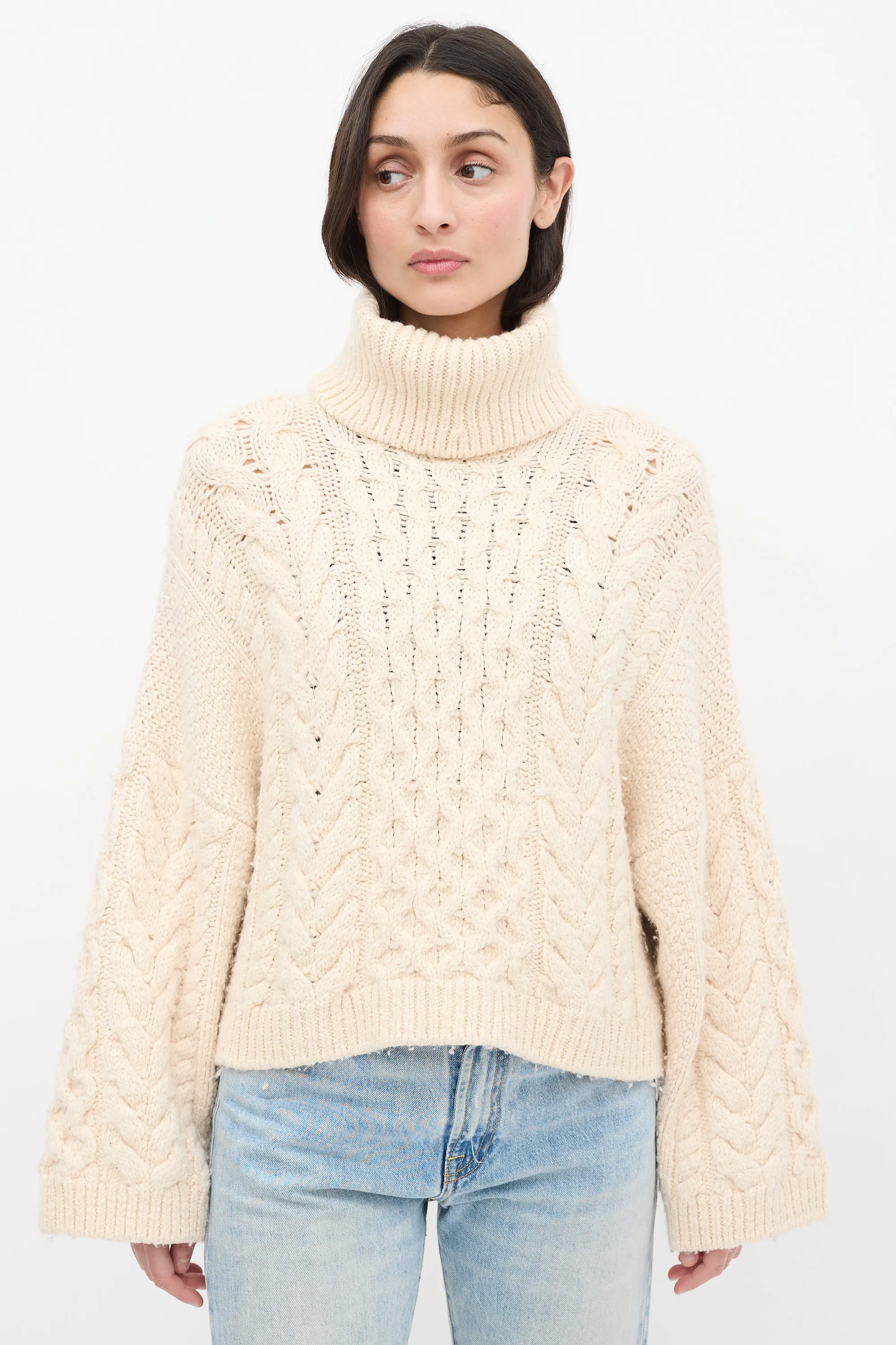 Cream Wool Cable Knit Ingrid Sweater