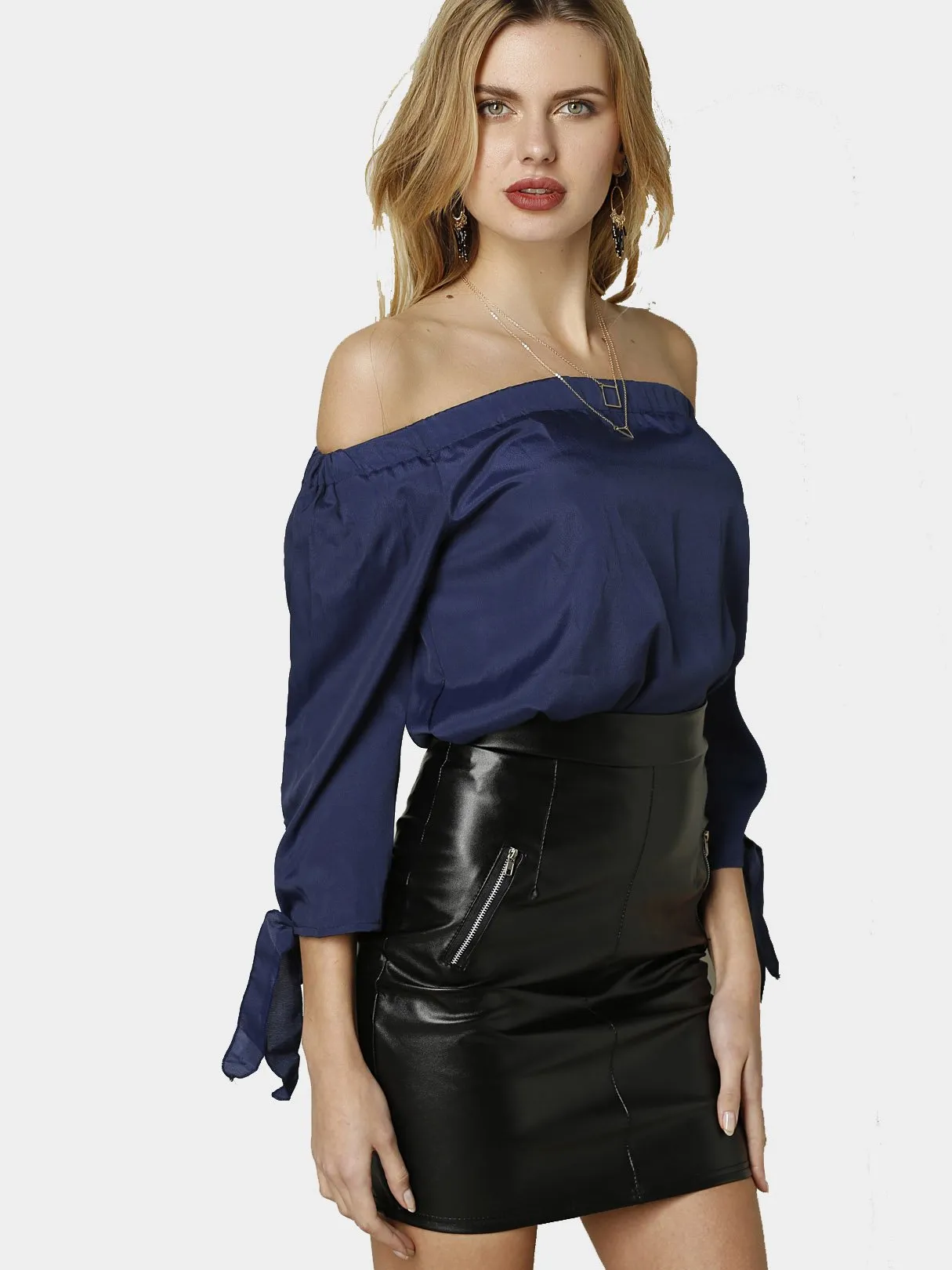 Custom Bateau Off The Shoulder 3/4 Sleeve Blouses