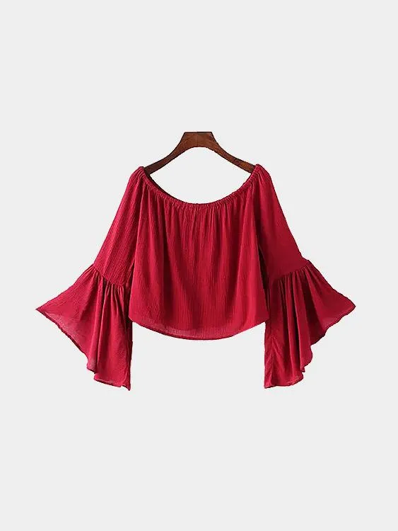 Custom Off The Shoulder Red Blouses