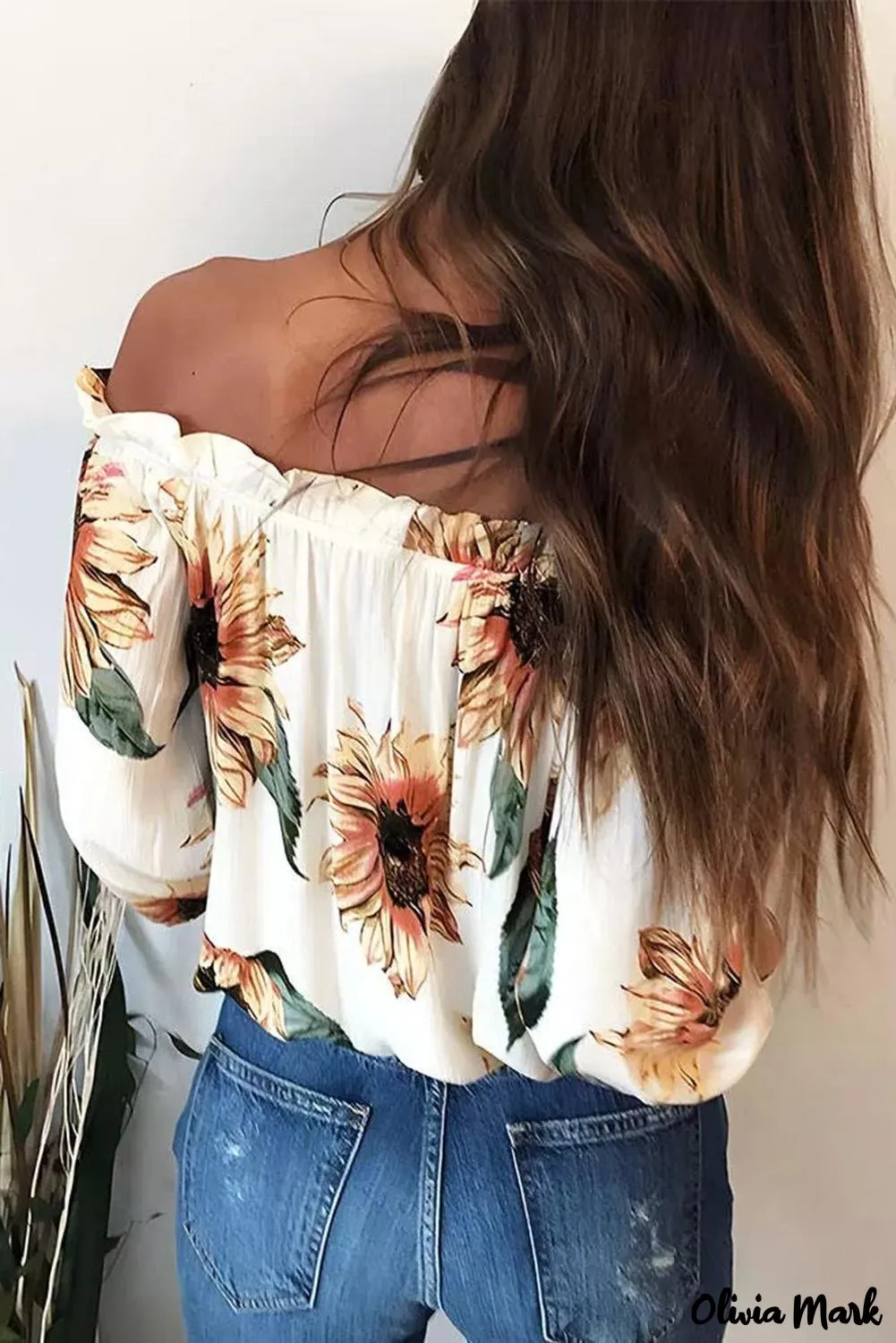 Deanwangkt - Off The Shoulder Floral Ruffle Tie-Down Blouse