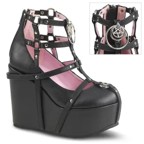 Demonia Poison-25-1 Wedge Platform Cage Bootie