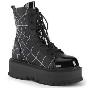 Demonia Slacker-88 Ankle Boot W/Spider Web Details