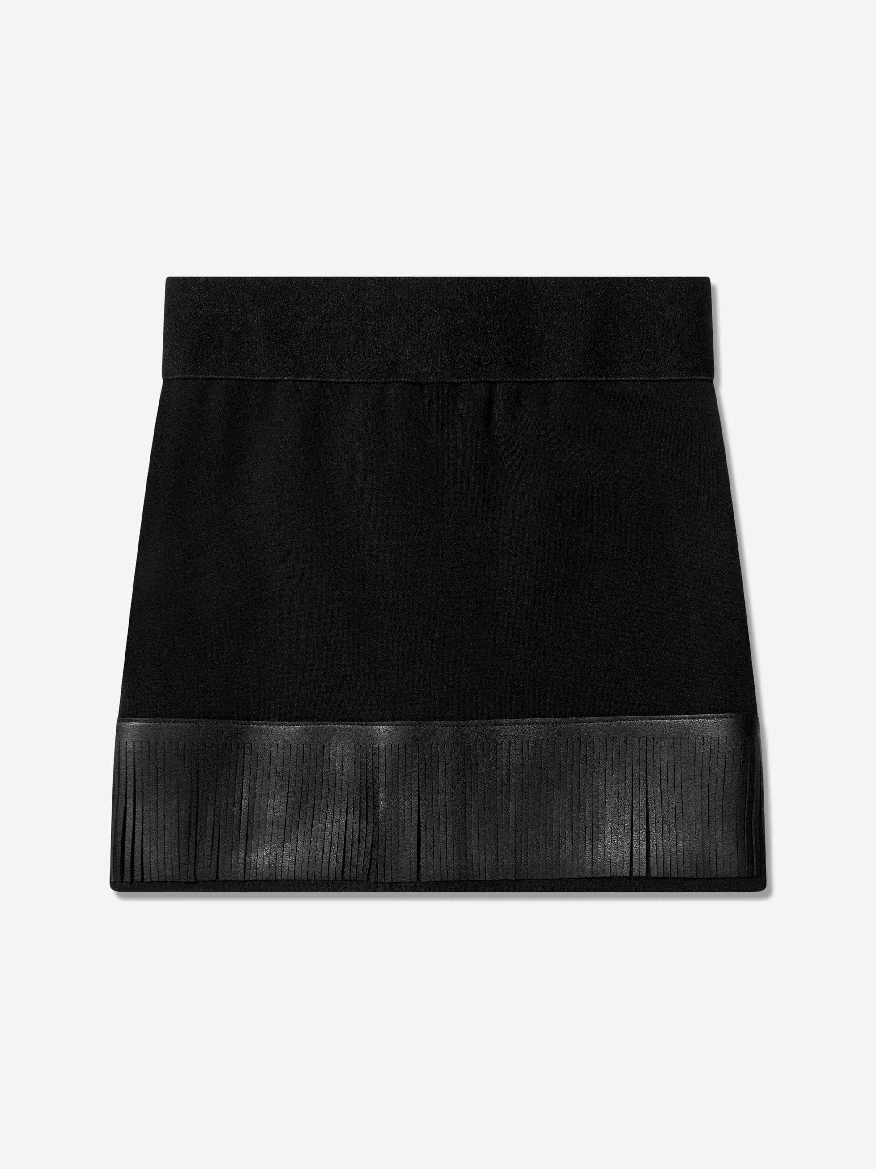 DKNY Girls Fringed Zip Up Milano Skirt in Black