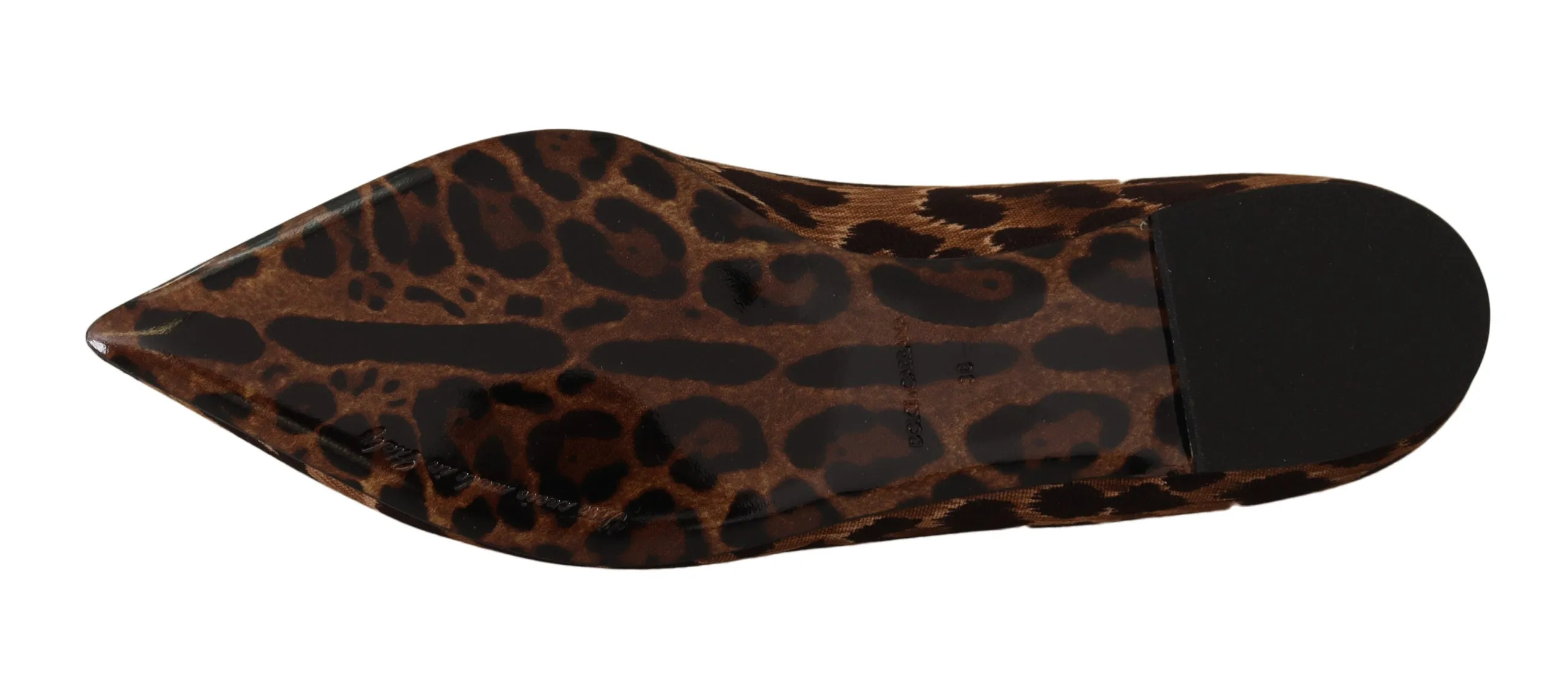 Dolce & Gabbana Brown Leopard Cotton Ballerina Loafers Shoes