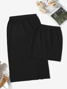 Elegant Plain Split High Waist Mini Women Skirts