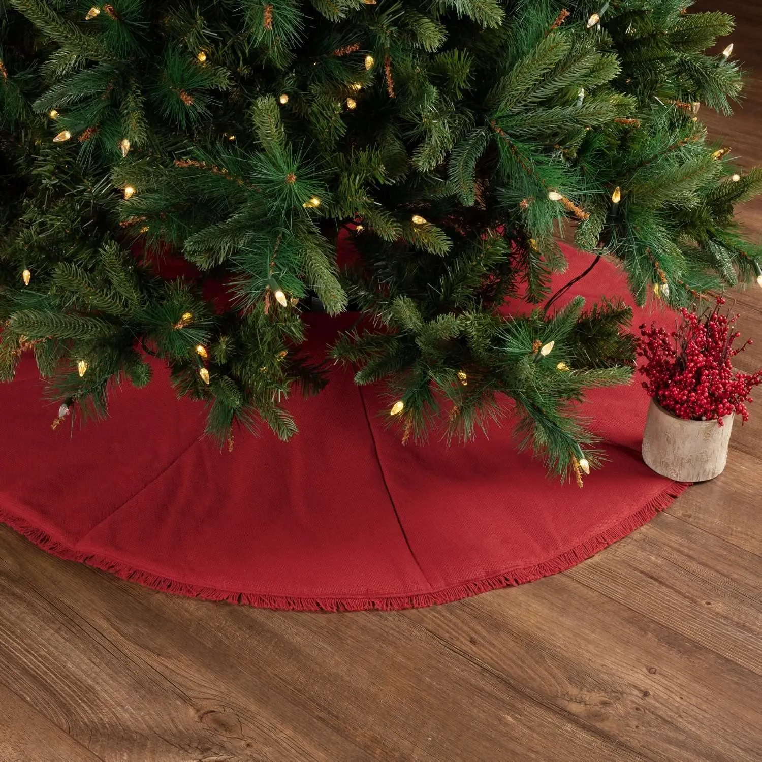 Festive Red Burlap Christmas Tree Skirt 48 VHC Brands