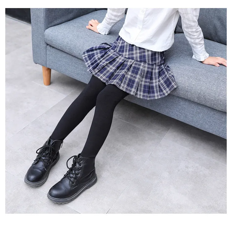 Girls Skirts-Pants Girl Leggings With Skirts Thin Patchwork Pantskirt Girl Plaid Princess Leggings Dance Pants Skirt Trousers