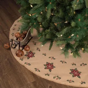 Jute Burlap Poinsettia Christmas Tree Skirt 55 VHC Brands