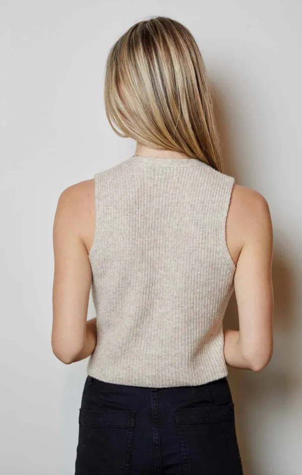 Knit Button Front Tank Vest