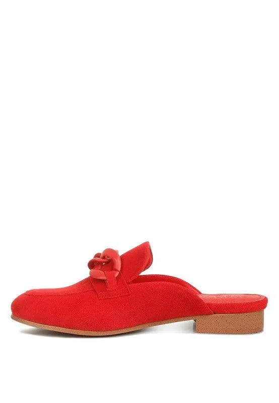 Krizia Chunky Chain Suede Slip On Loafers