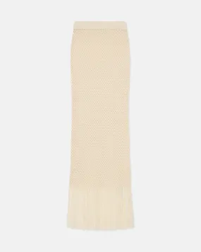 Lindy - Fringed Crochet Skirt - Creme