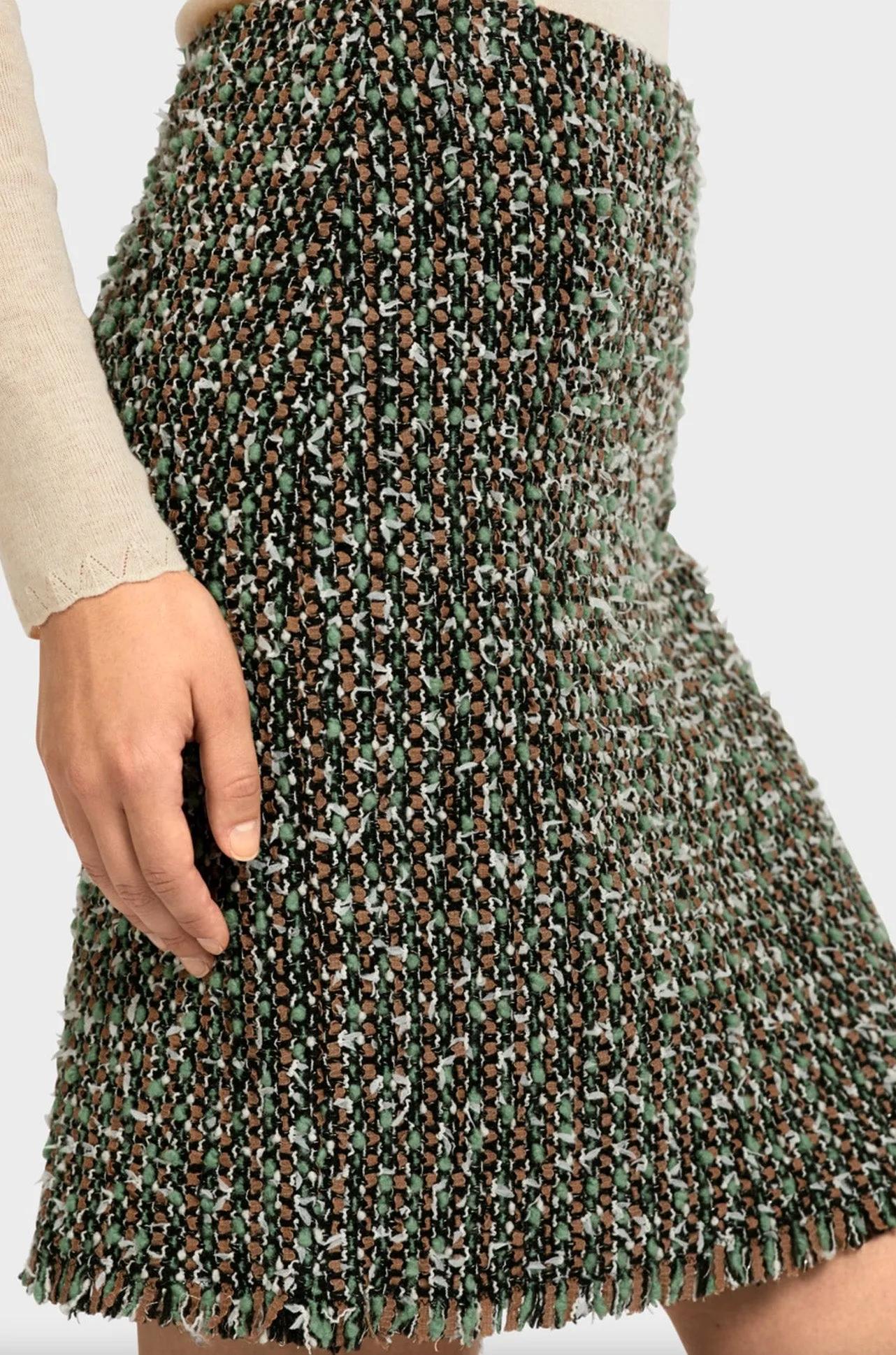 Marc Cain - Frayed Hem Tweed Skirt