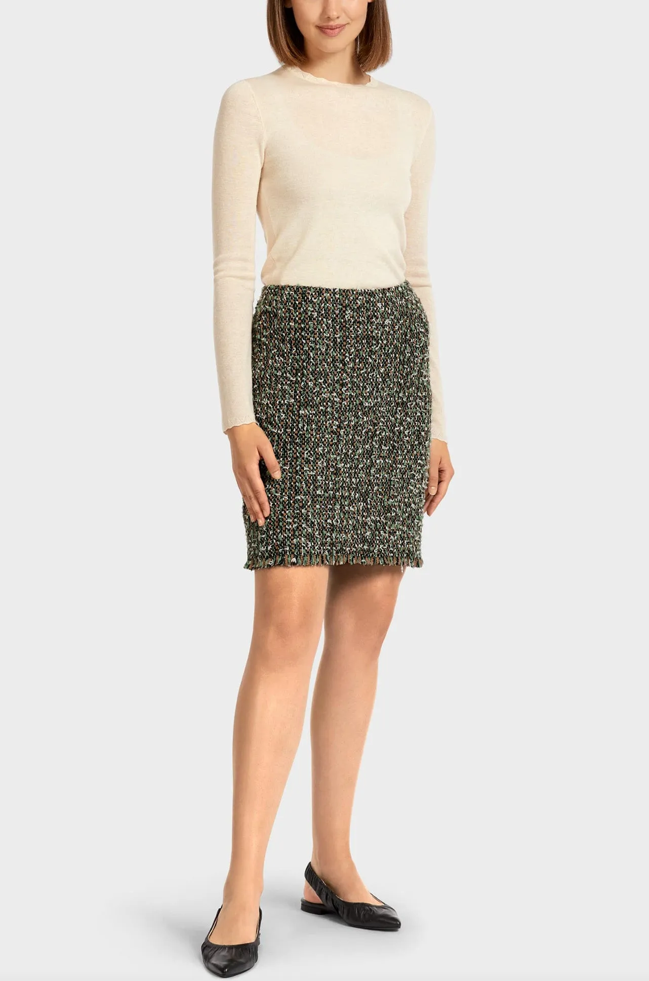 Marc Cain - Frayed Hem Tweed Skirt