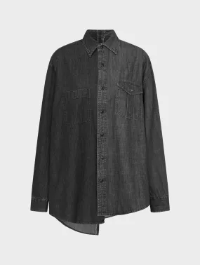 Men's Classic Denim Shirt Black Grey