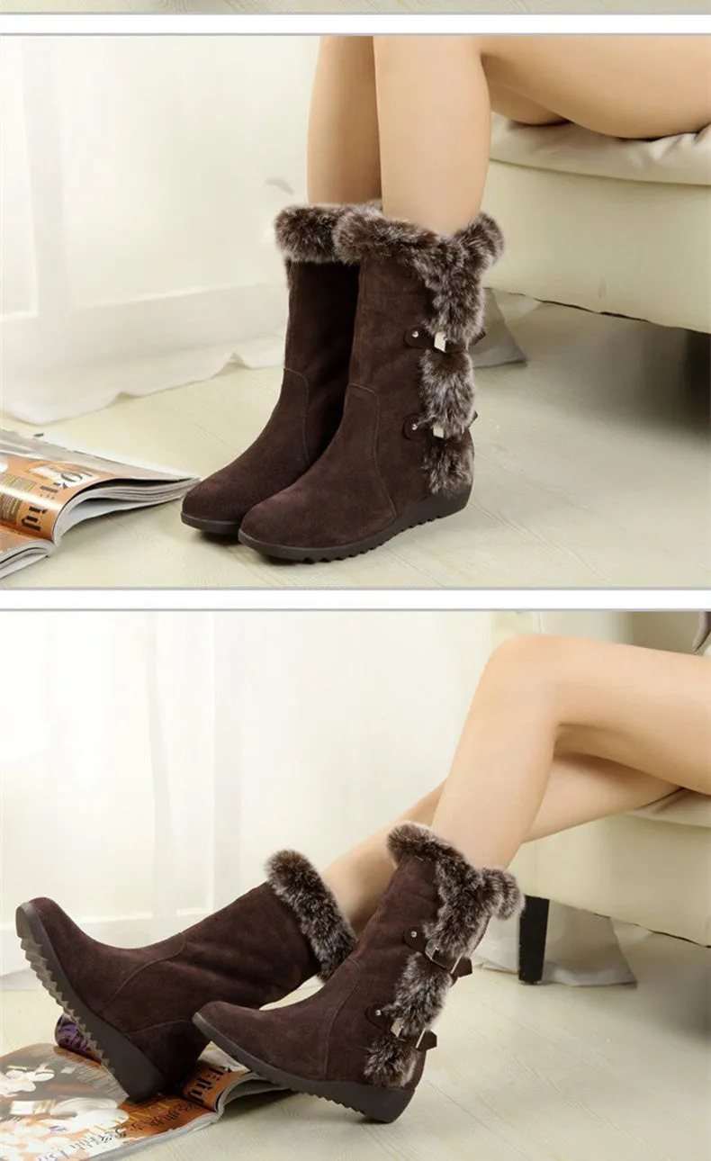 Mid-calf Faux Fur Plush Winter Snow Boots