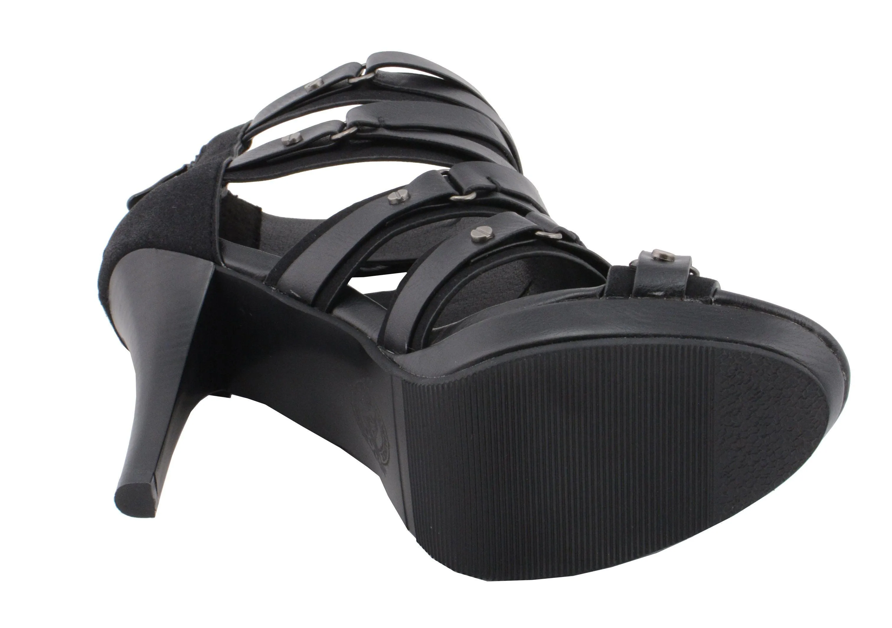 Milwaukee Performance-MBL9451-Women Black Ankle Strap Sandal with Stiletto Heel