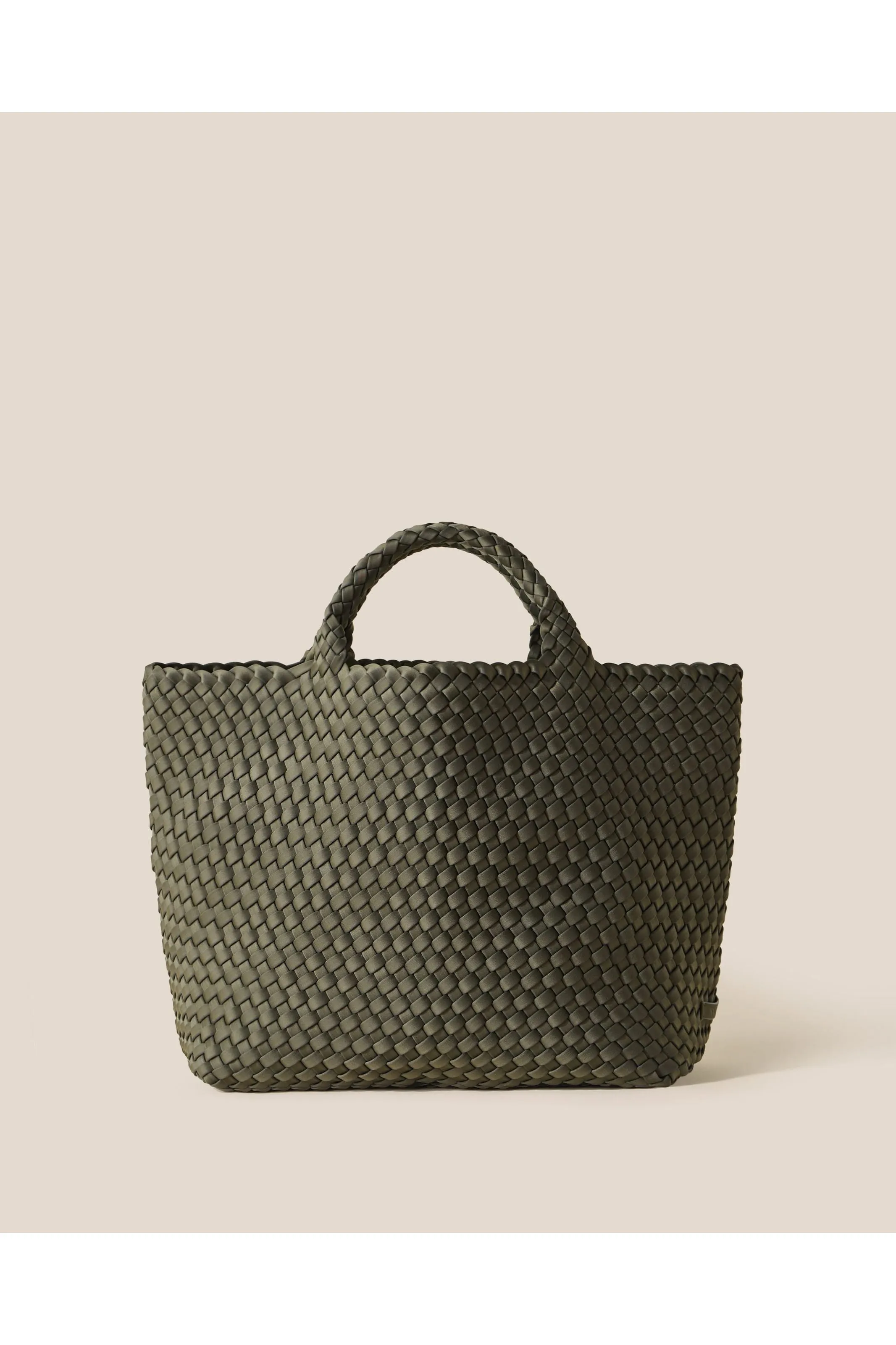 NAGHEDI St. Barth's Medium Solid Woven Tote SN0107 | Olive