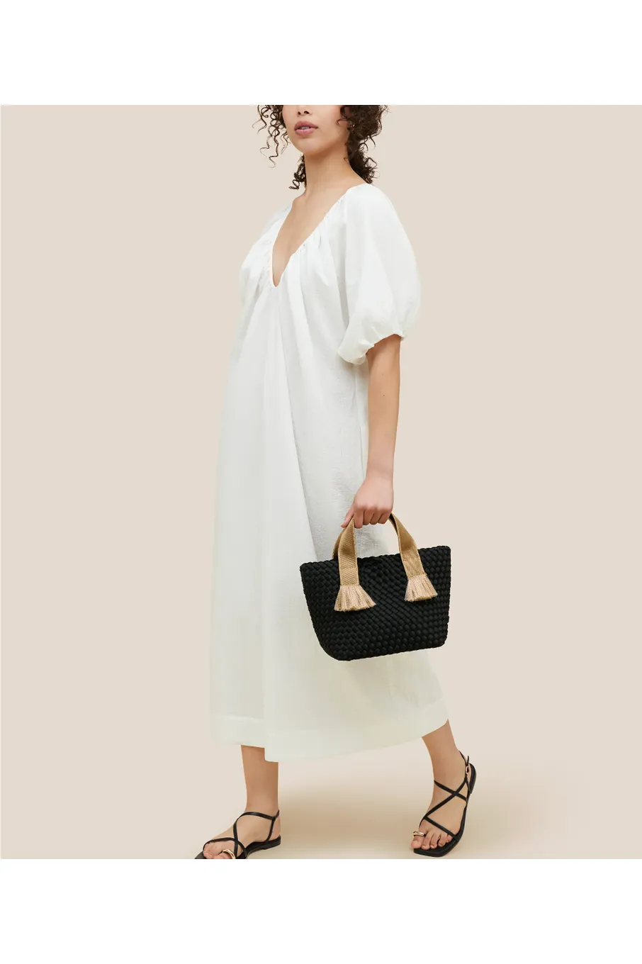 NAGHEDI Tulum Tote Small Woven Bag SN0194 | Umbra (Solid)