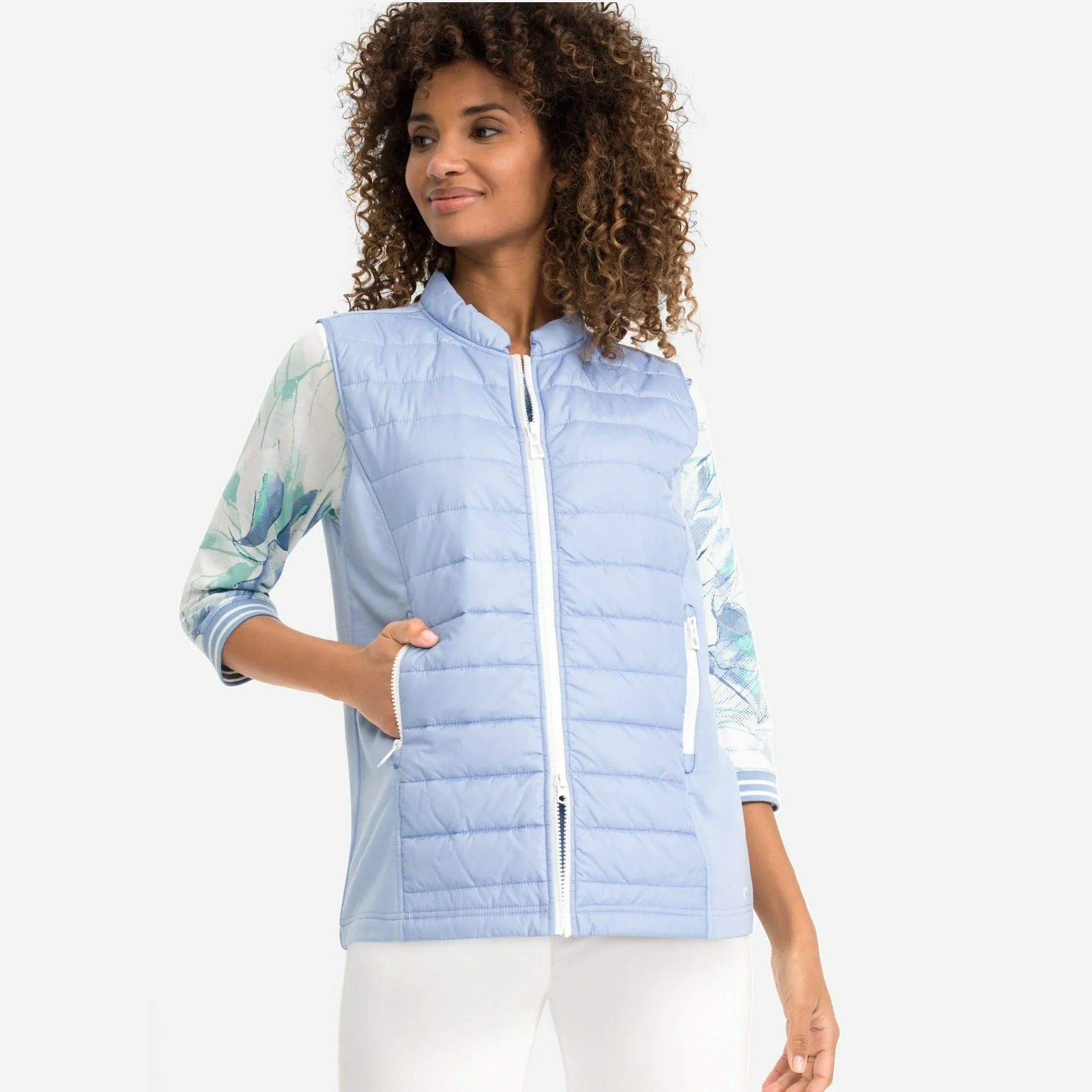 Olsen Eva Jersey Sleeveless Jacket Sky