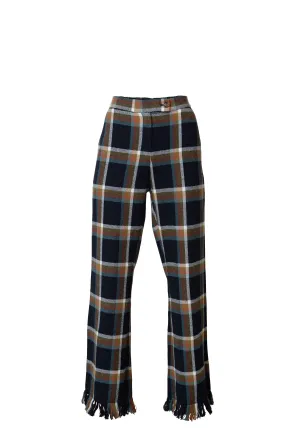 Pantalon en tartan noir Fringed