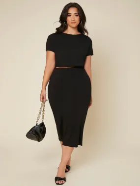 Plain Midi Plus Size Skirt