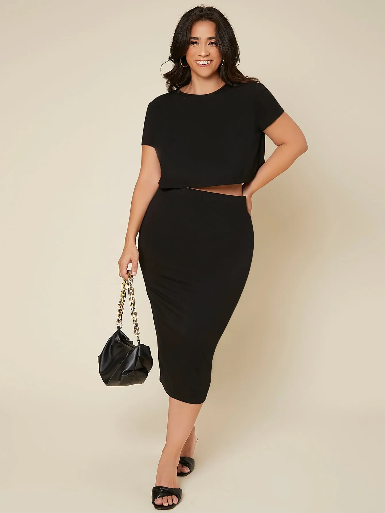 Plain Midi Plus Size Skirt