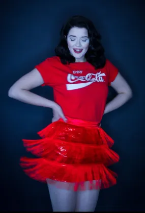 Red Fringed Sequin Mini Skirt