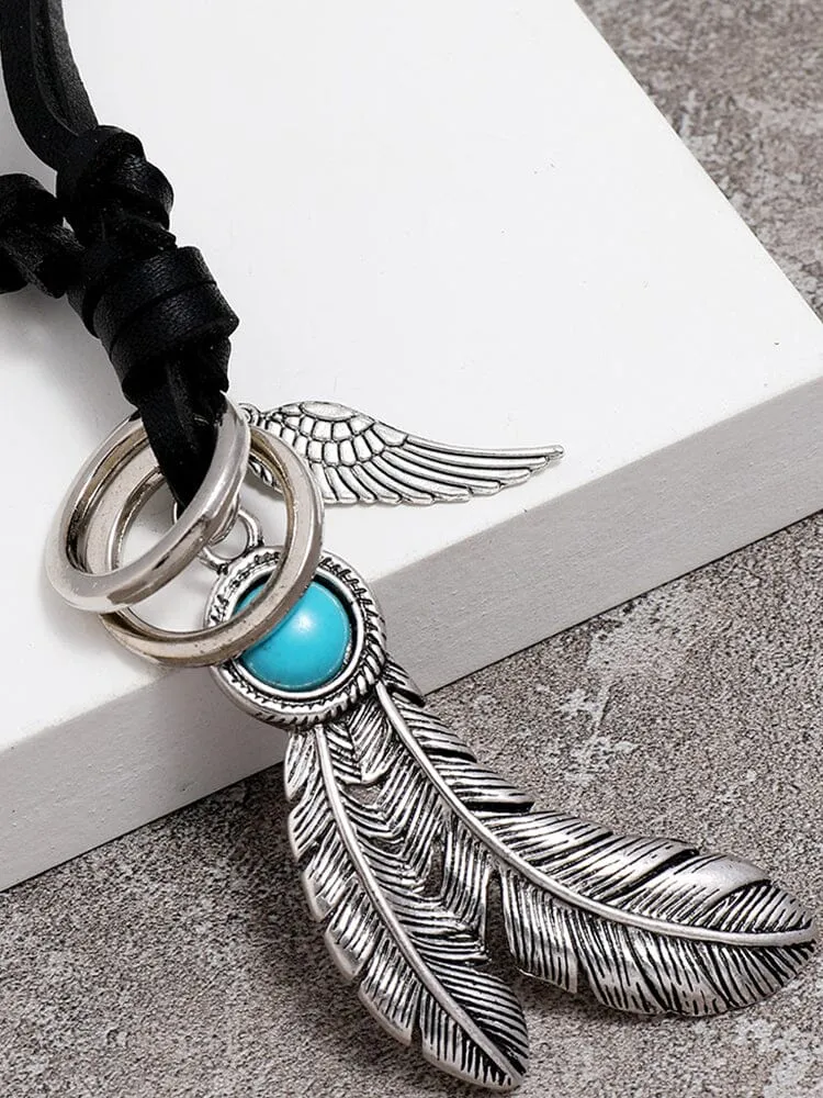 Retro Feather Pendant Necklace