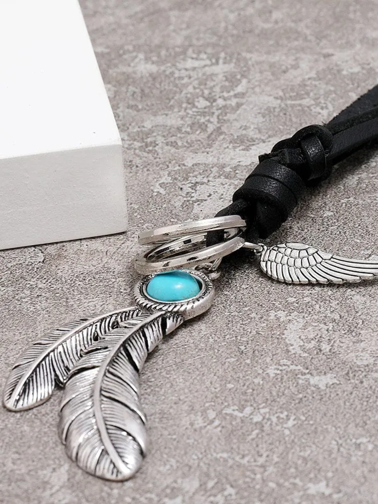 Retro Feather Pendant Necklace