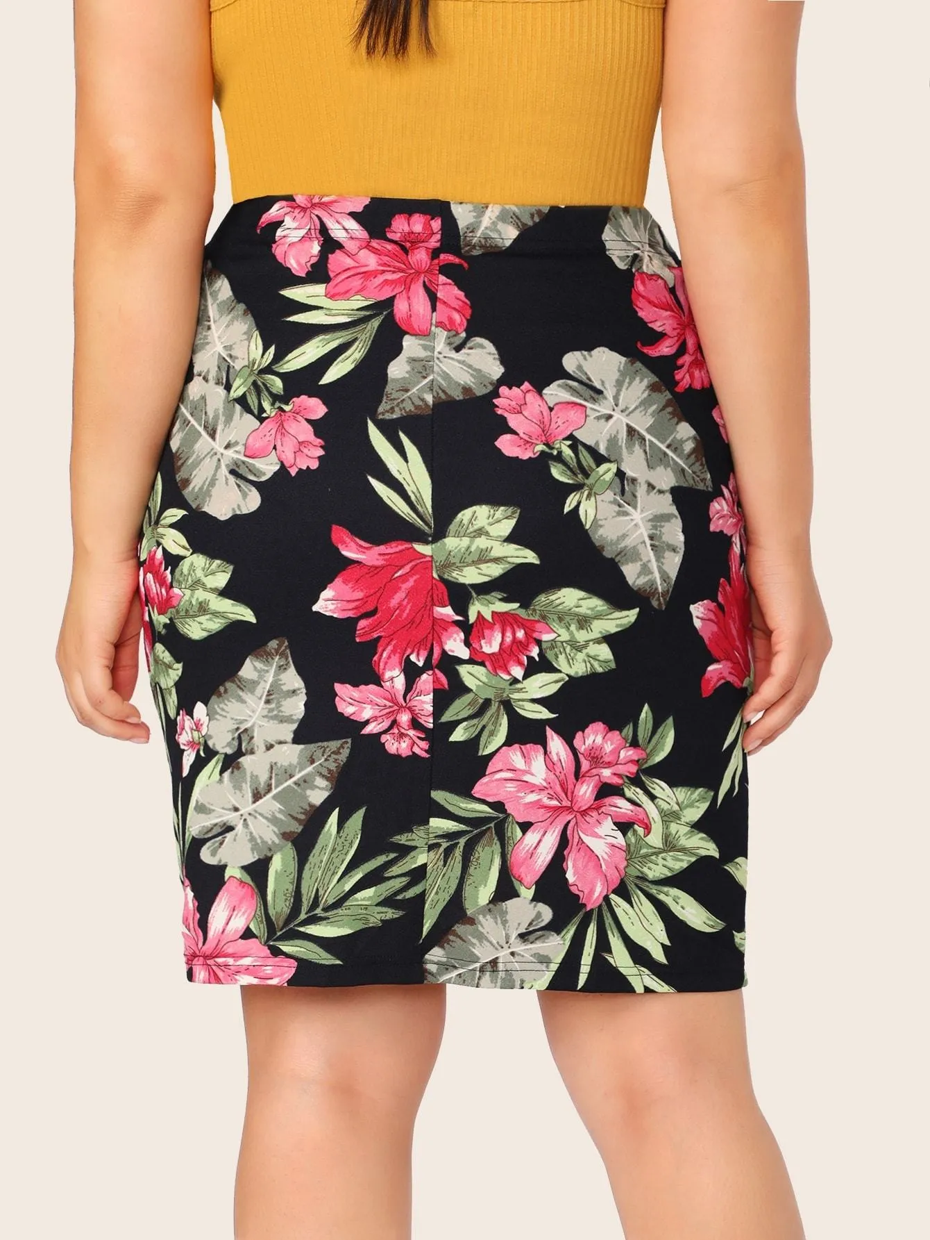 SHEIN Plus Floral Print Pencil Skirt