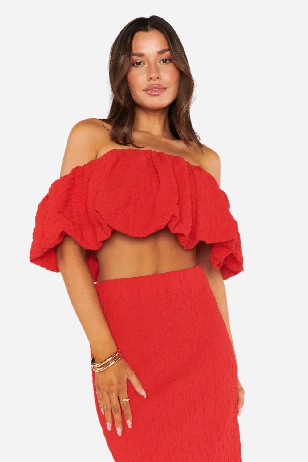 Show Me Your Mumu Maria Top in Red Scrunch