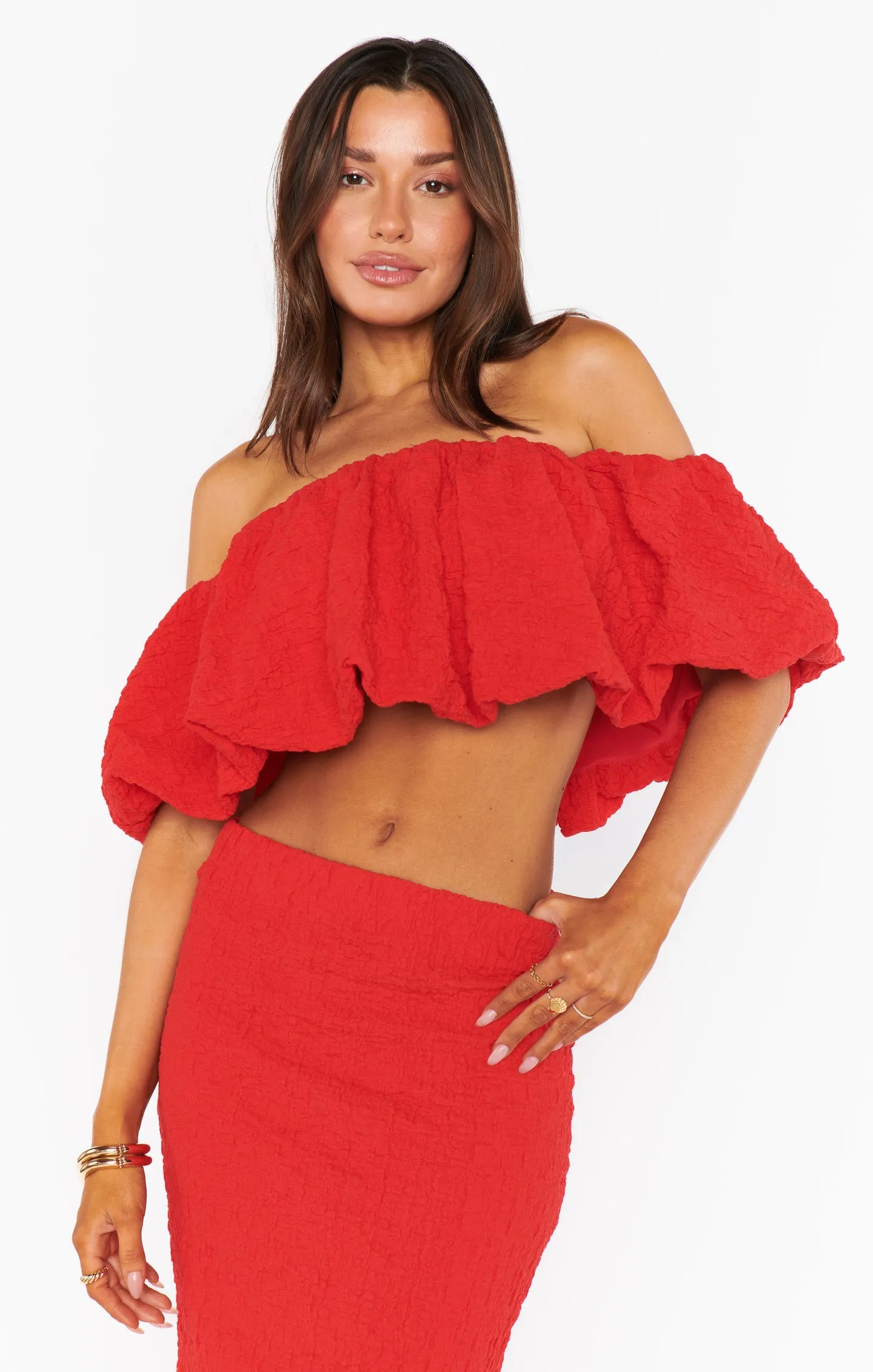 Show Me Your Mumu Maria Top in Red Scrunch