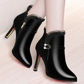 Stiletto High Heel Boots with Side Zipper